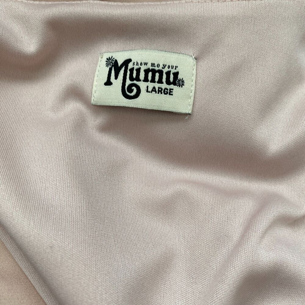 Show Me Your Mumu Sophia Wrap Dress Large Light Pink V Neck Maxi Flutter Sleeve - Picture 4 of 8